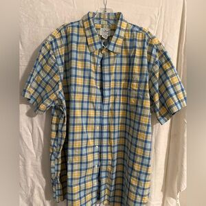 L.L. Bean Men's Casual Blue and Yellow Checkered Shirt